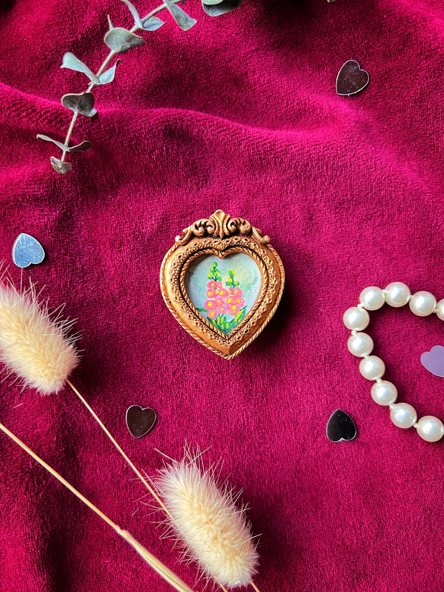 Heart Hollyhock Magnet