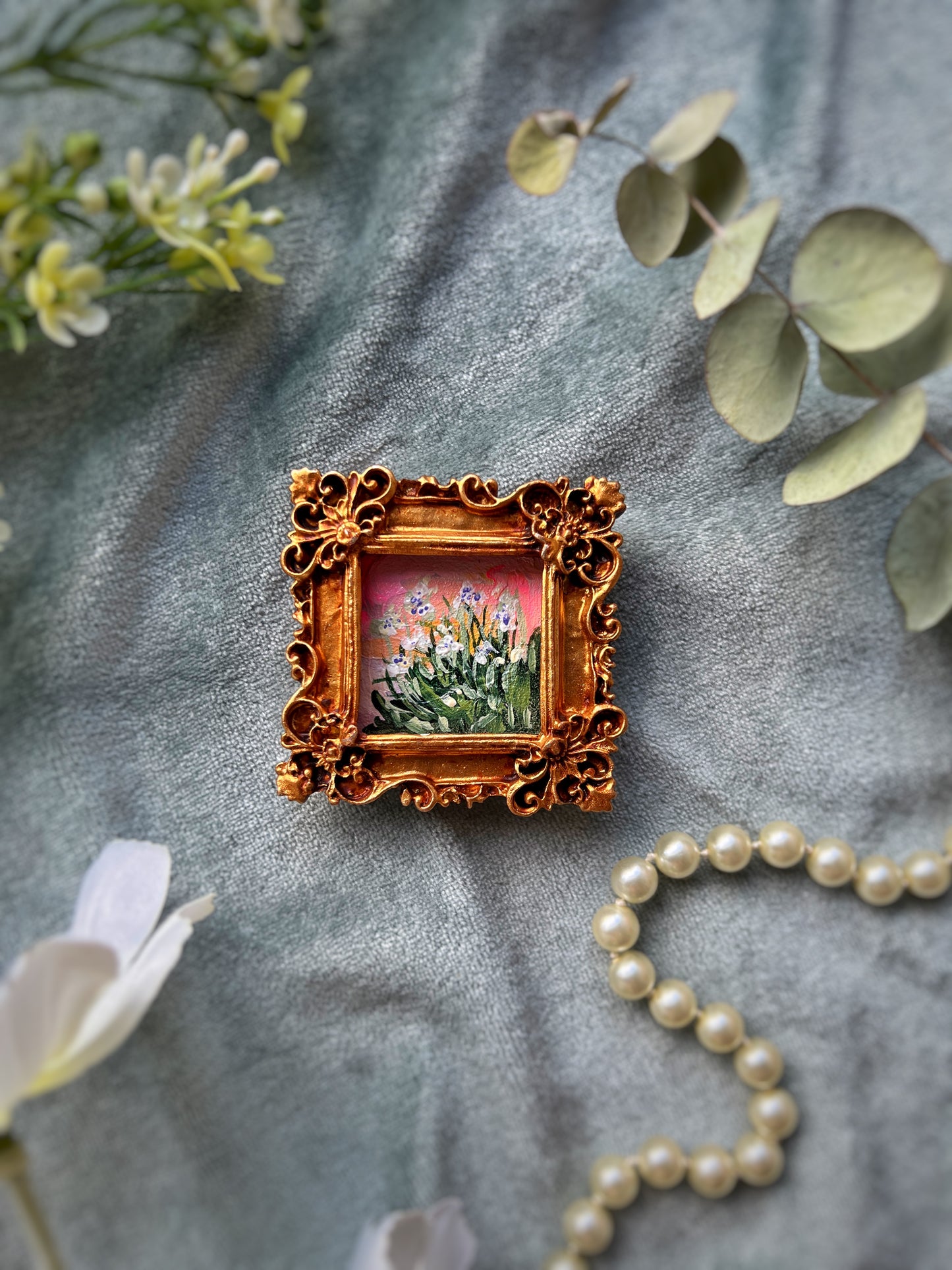 Square Floral Sunset Magnet