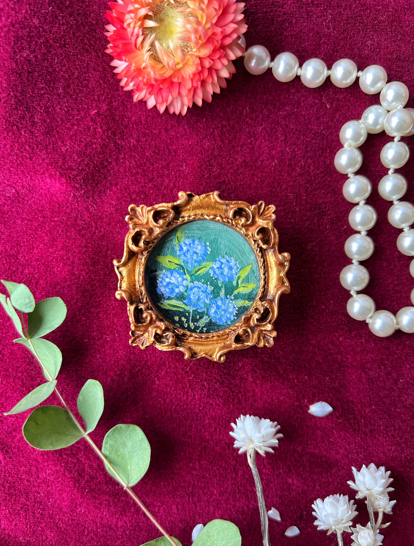 Blue Hydrangea Floral Magnet