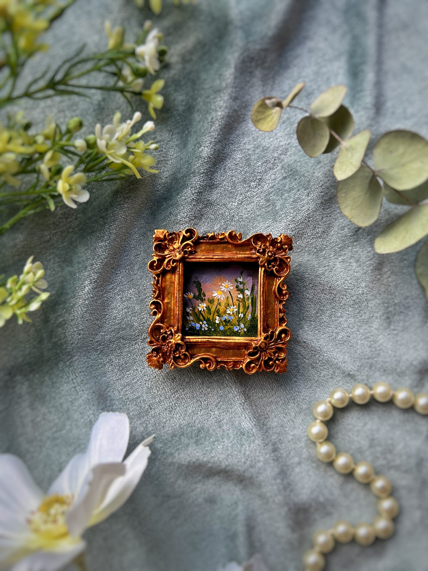 Square Daisy & Forget Me Not Magnet