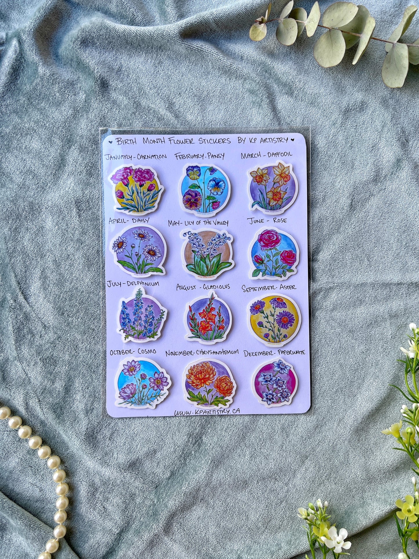 Birth Month Flower Sticker 12pack