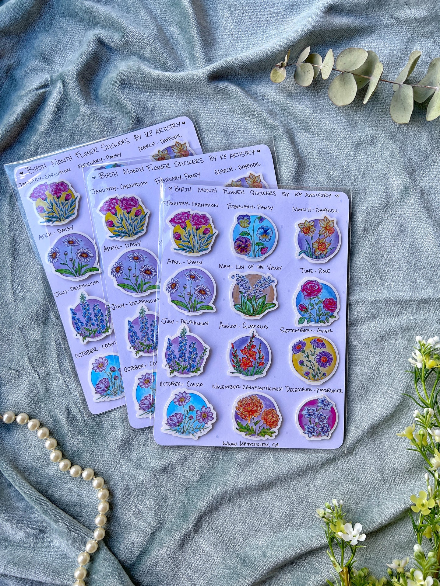 Birth Month Flower Sticker 12pack