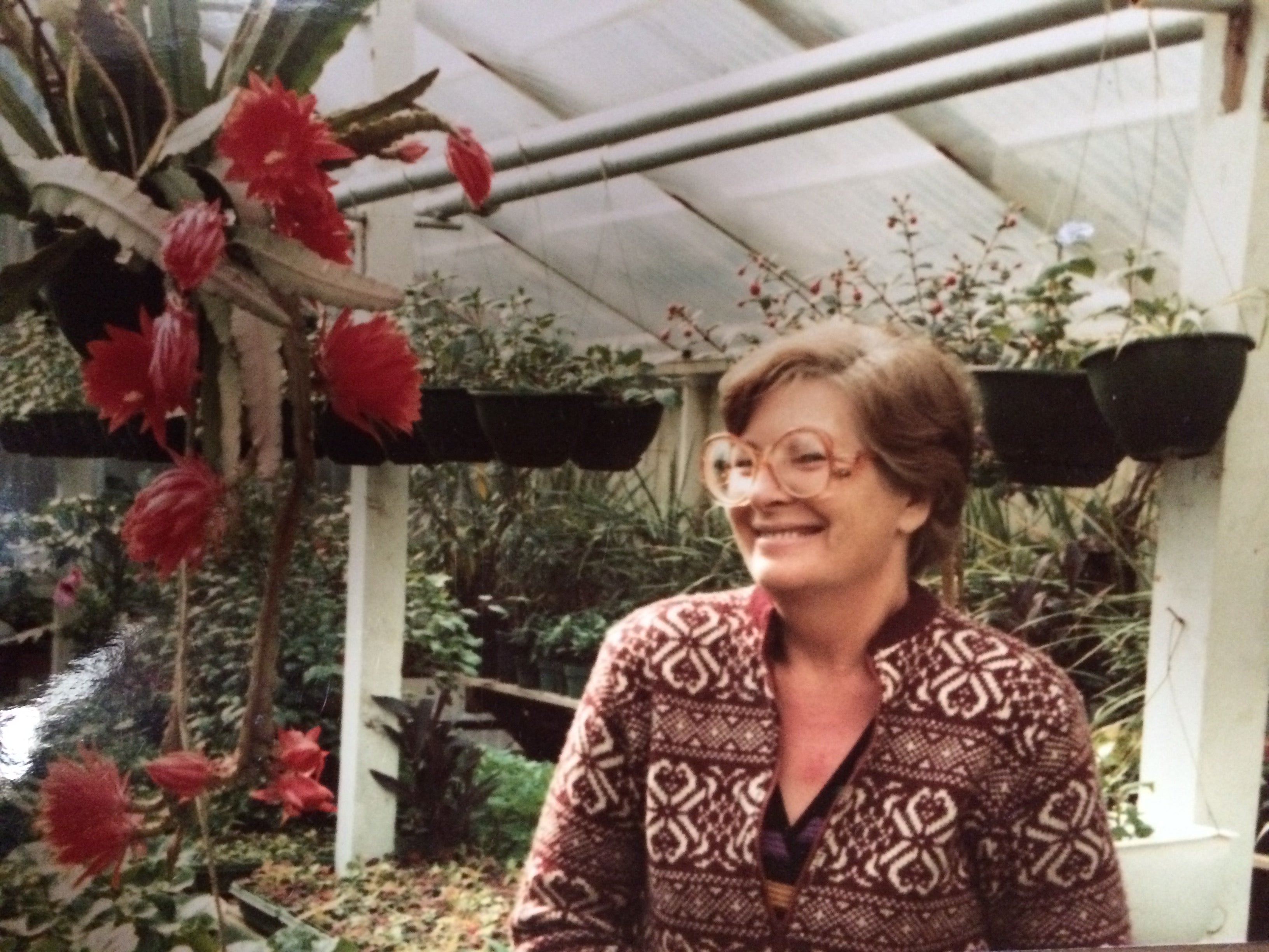 My Gorgeous Oma in one of her many greenhouses.