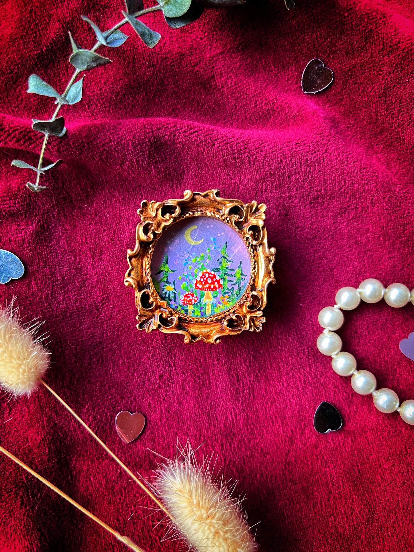 Round Moon Mushroom Magnet