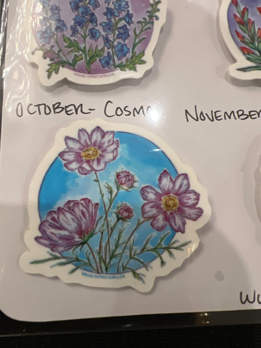 Birth flower sticker