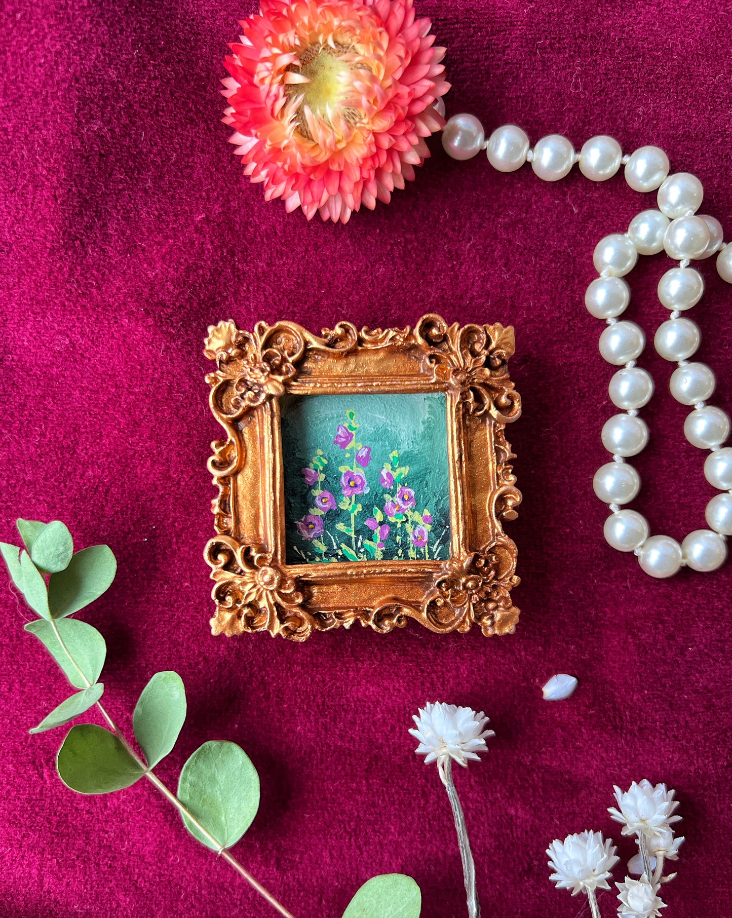 Hollyhock Floral Magnet