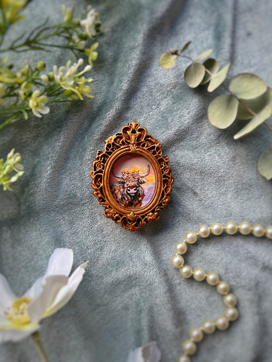 Oval Highland Cow Magnet