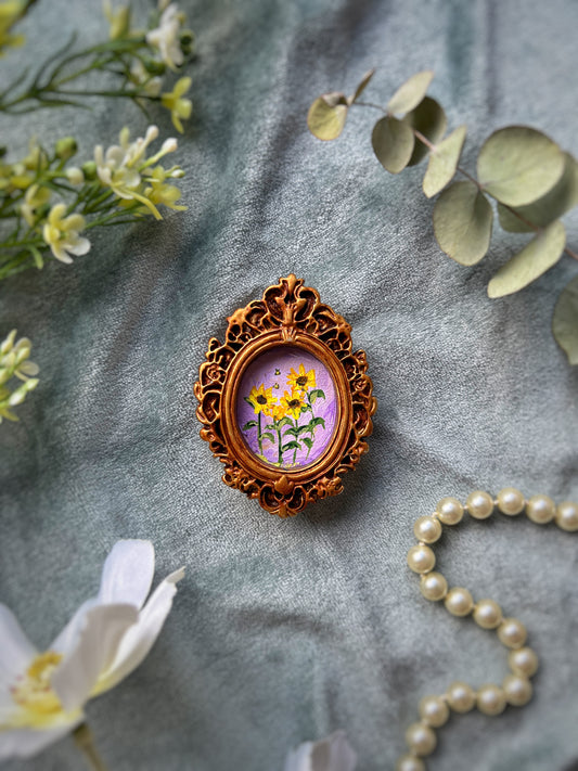 Oval Sunflower & Bees Magnet