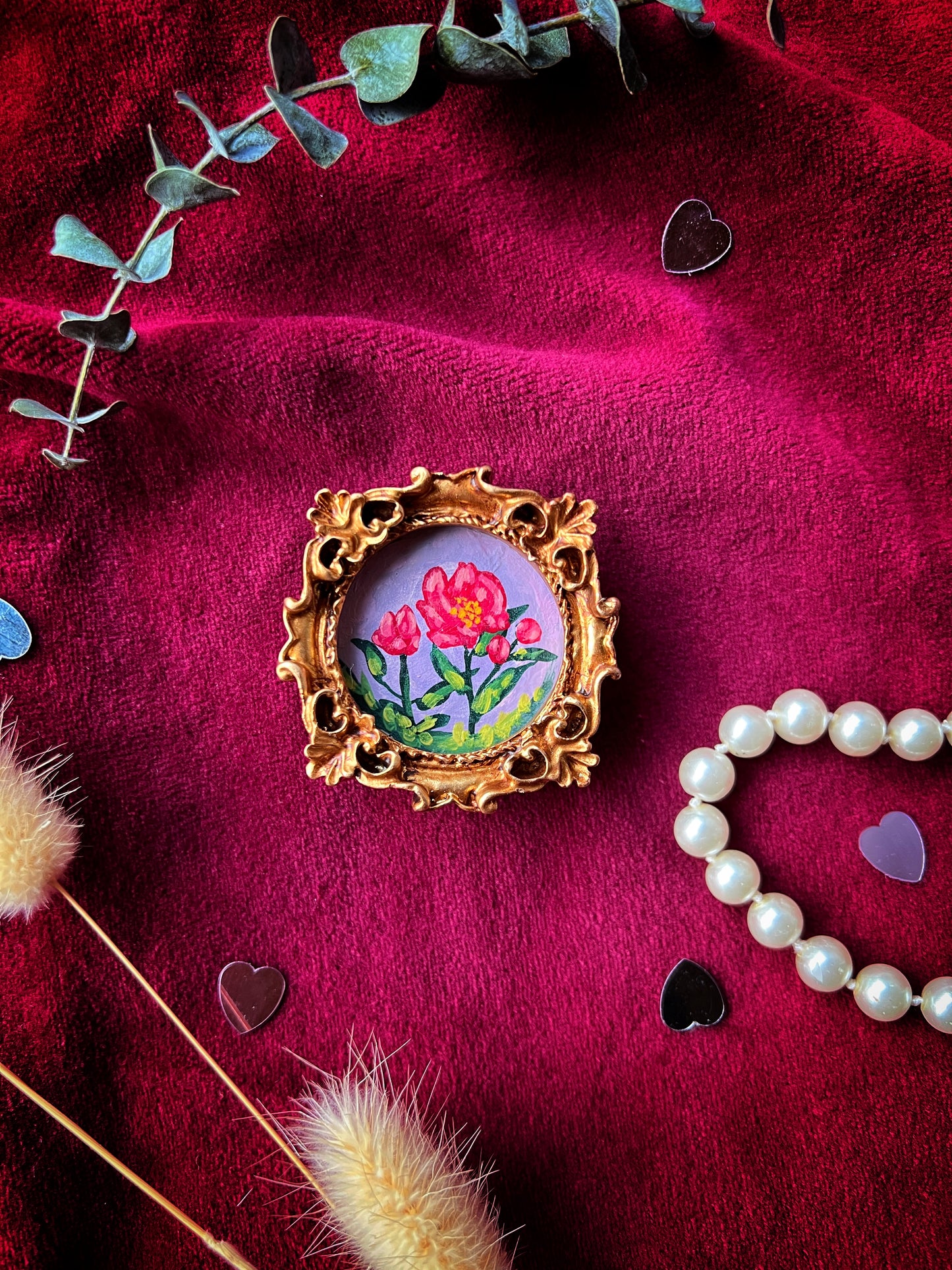 Round Red Peony Magnet