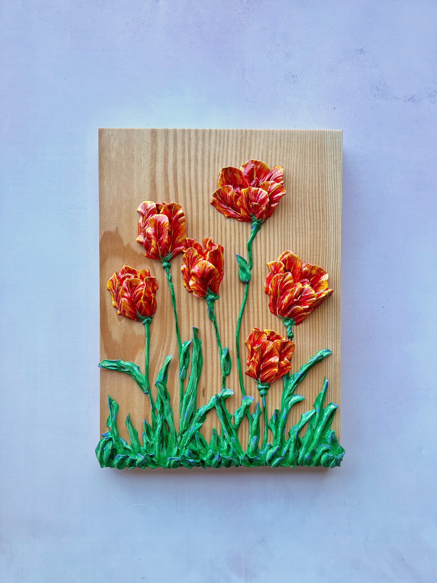 Variegated Red Tulips on Fir #118