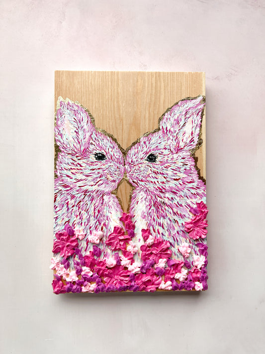 Textured gold leaf bunnies #98
