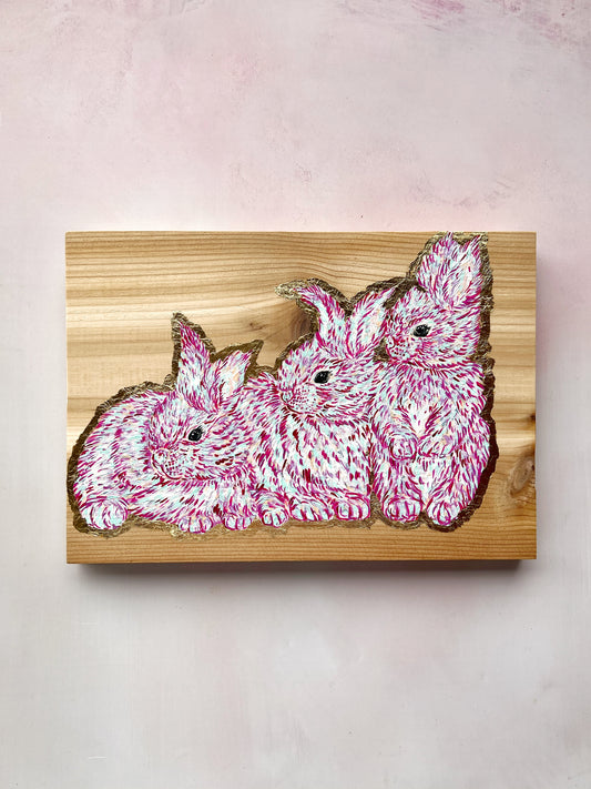 Three gold leaf bunnies #97